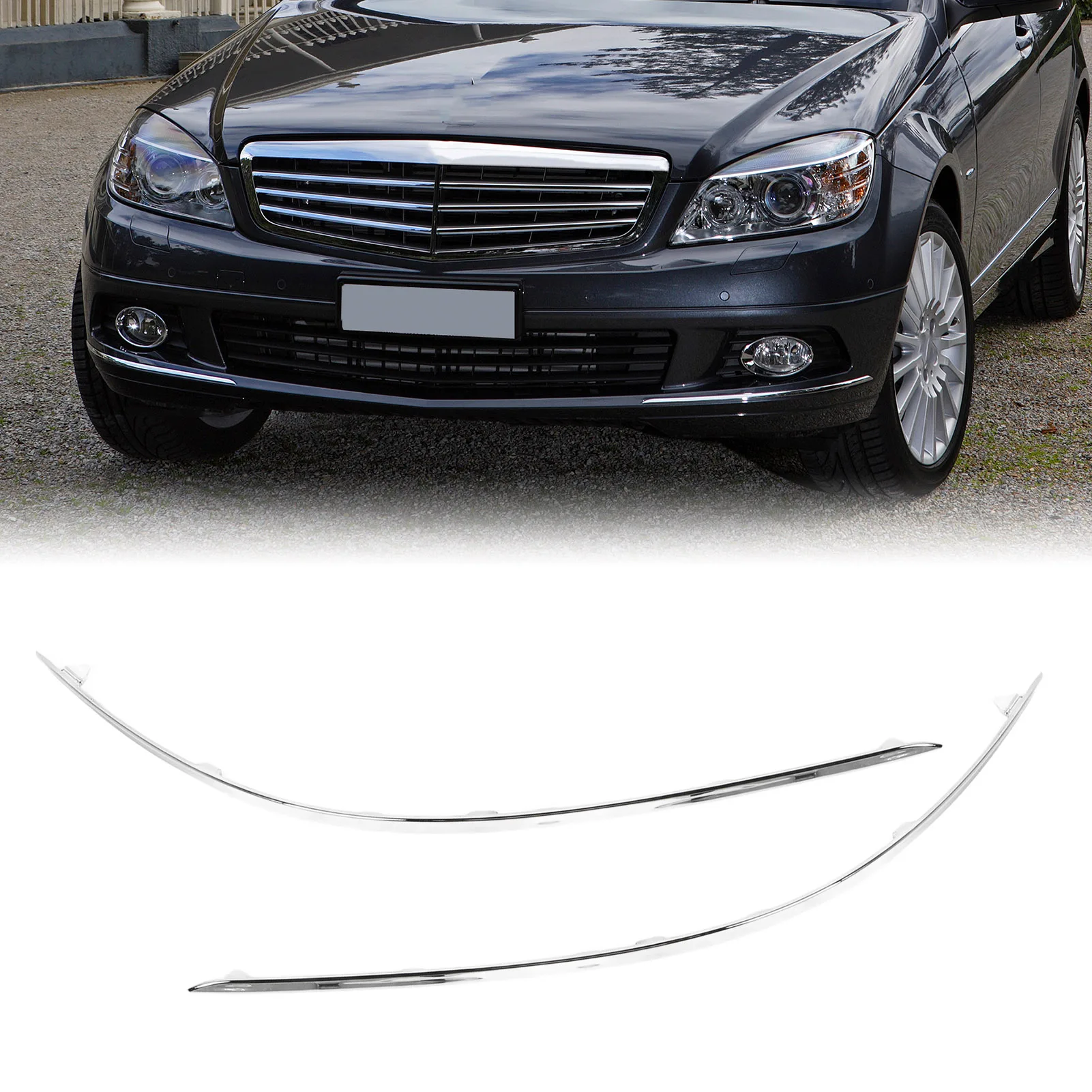 

Front Bumper Lower Chrome Molding Trim 2048850721 204885082 Replacement For Benz C‑Class W204 Standard Pre‑Facelift 2008-2010