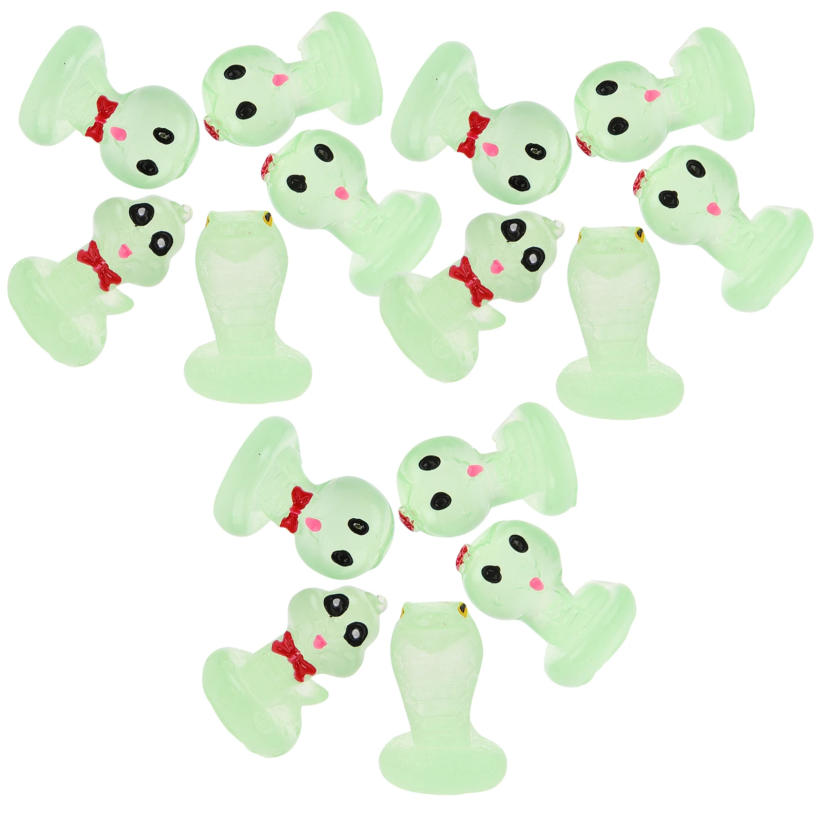 

15pcs Snake Figurines Mini Resin Statues Decor Micro Landscape Light Green Garden Home Yards Parks Realistic