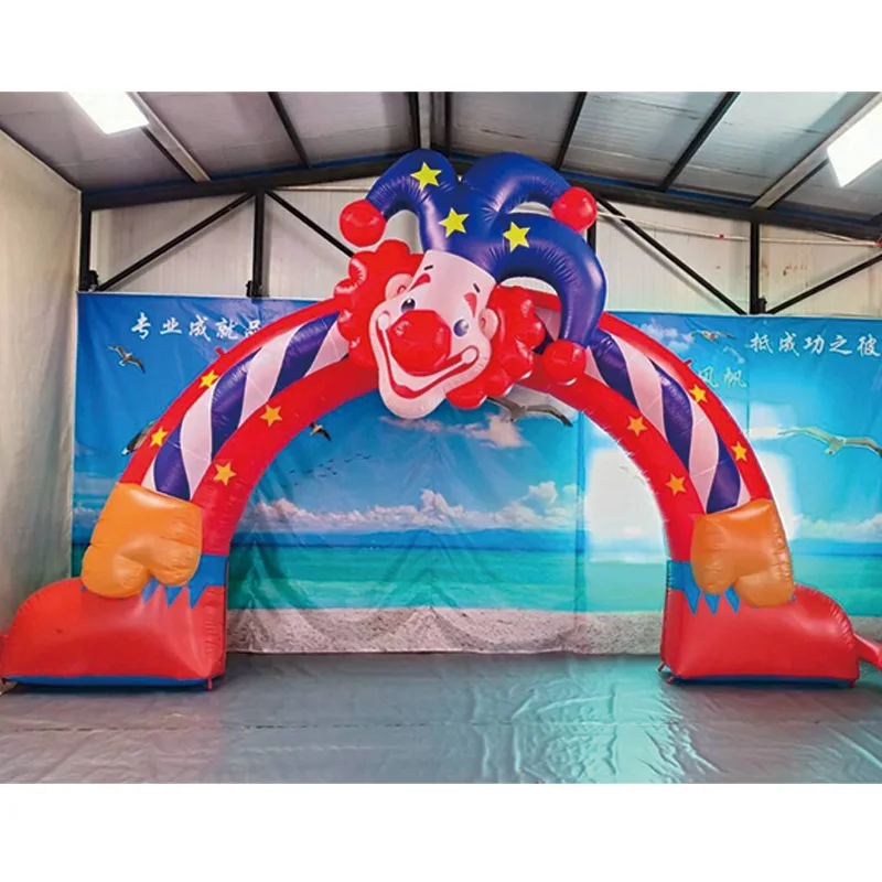 Aufblasbarer Clownbogen mit Gebläse, quadratische Event-Dekorationsstütze für Einkaufszentren im Freien für das Weihnachtsfest