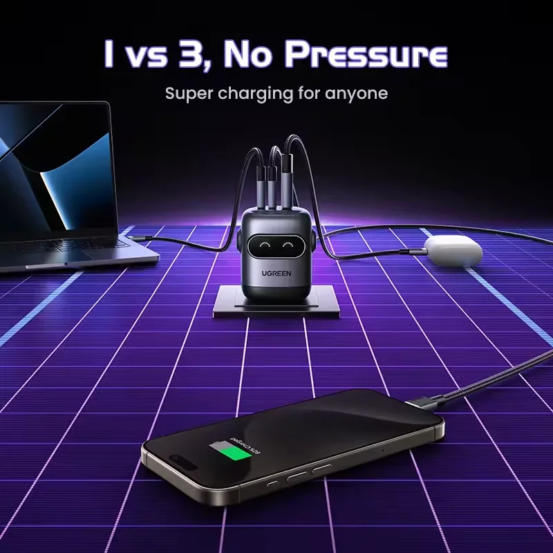 UGREEN U no 65W GaN Charger Robot Design Laptops Tablet PD3.0 Fast Charger QC4.0 3.0 PPS Fast Charger for iPhone 16 15 Macbook
