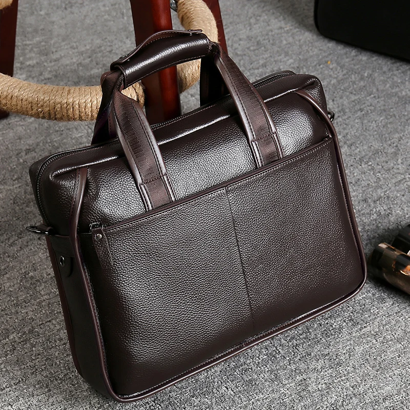 Brand Man Bag Genuine Leather Briefcase Men Business Handbag Messenger Bags Male Vintage Men\'s Shoulder Bag Large Capacity