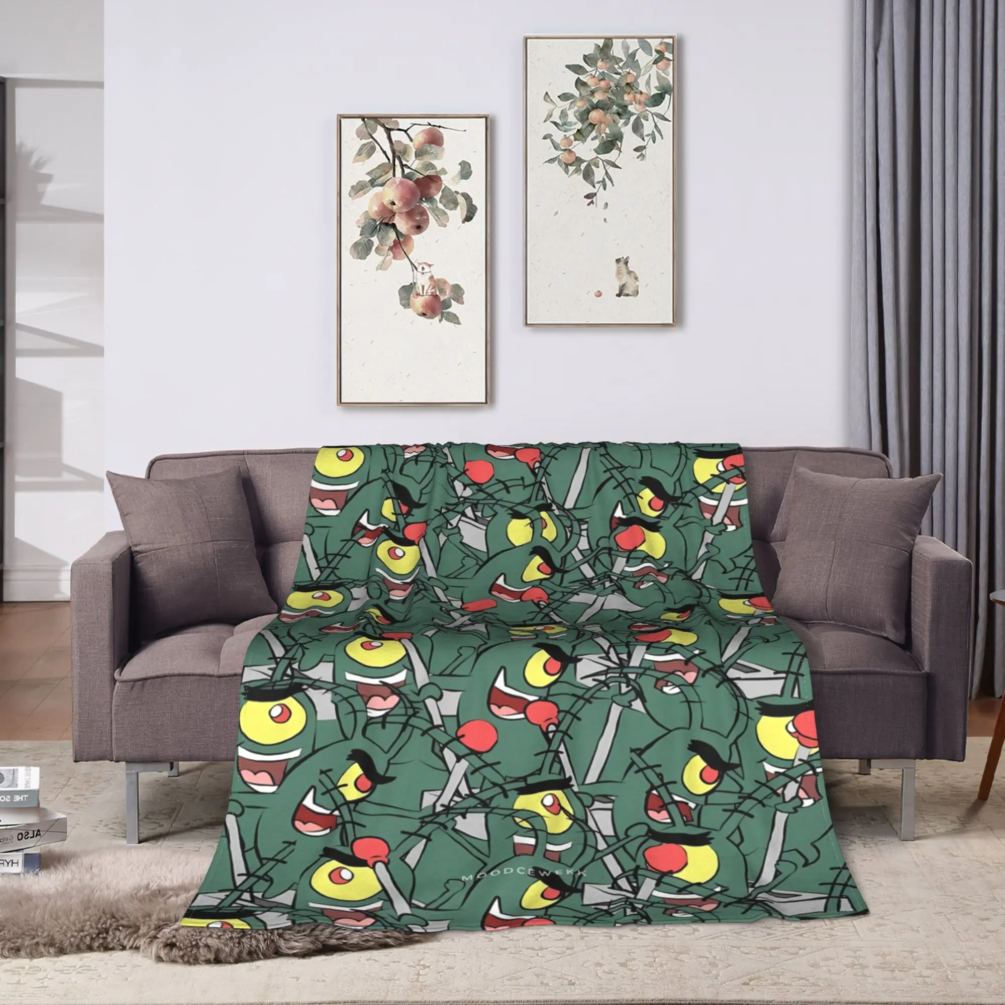 SpongeBobs Dark Mini Avatar Repeat Blanket Quality Warm Soft  Throw Blanket Autumn Girls Boys Living Room Novelty Bedspread