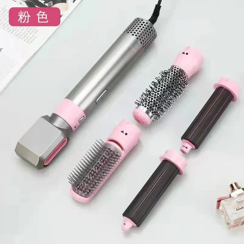 Multi-functional 5-in-1 hot air comb blow dryer comb curling iron straightening comb hair dryer gift set