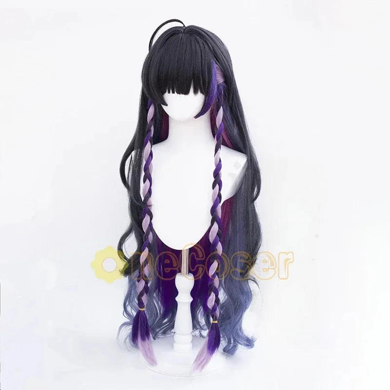 Meloco Kyoran شعر مستعار تأثيري Vtuber XSOLEIL طويل مجعد الشعر الأذن كليب ألياف مقاومة للحرارة الشعر + غطاء شعر مستعار هالوين الفتيات النساء