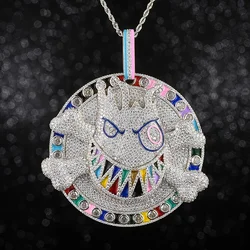 2024 New Men Iced Out Bling Hip Hop Disc Pendant Cubic Zirconia Silver Color Men Fashion Men Women Jewelry