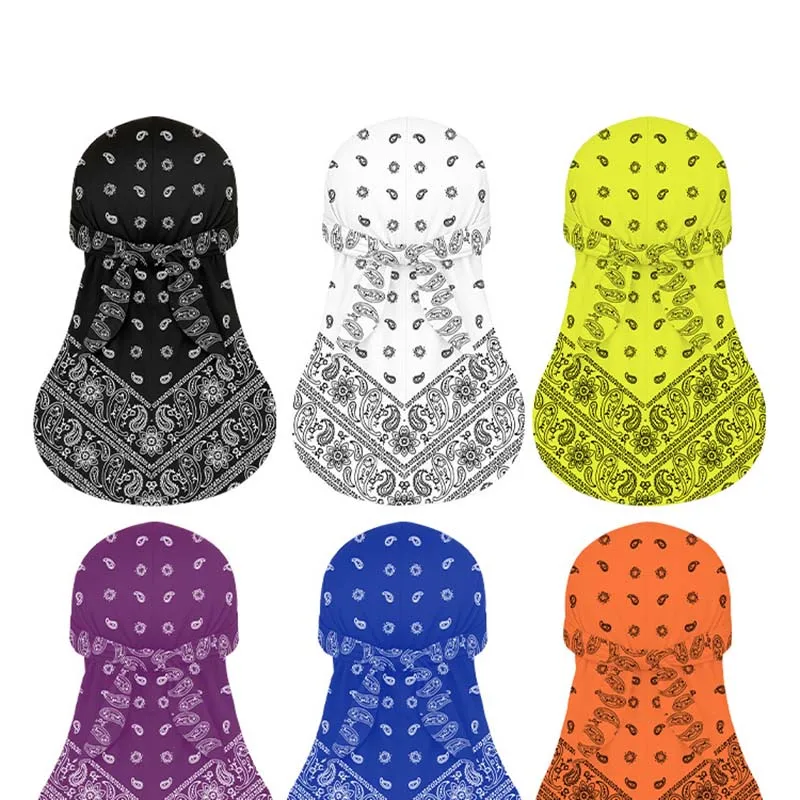 Outdoor Africa Long Tail Headscarf Hat Hip-Hop Extended Neck Sun Protection Cycling Hat Cashew Flower High Elastic Ice Ribbon Ha