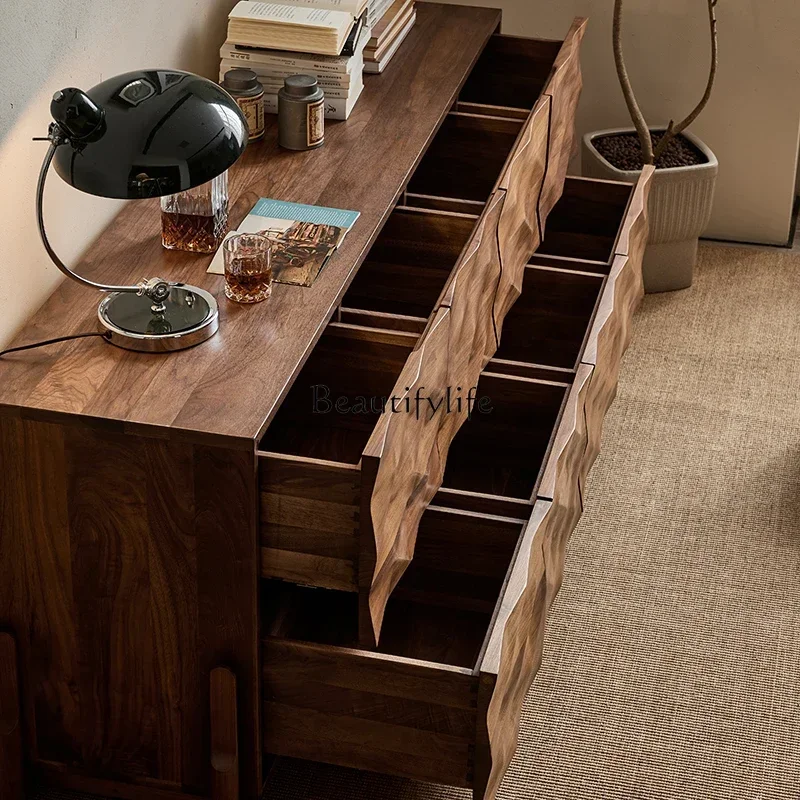 X4 parts and accessoriesNorth American black walnut solid wood eightbucket cabinet storage Nordic TV drawer cabinet