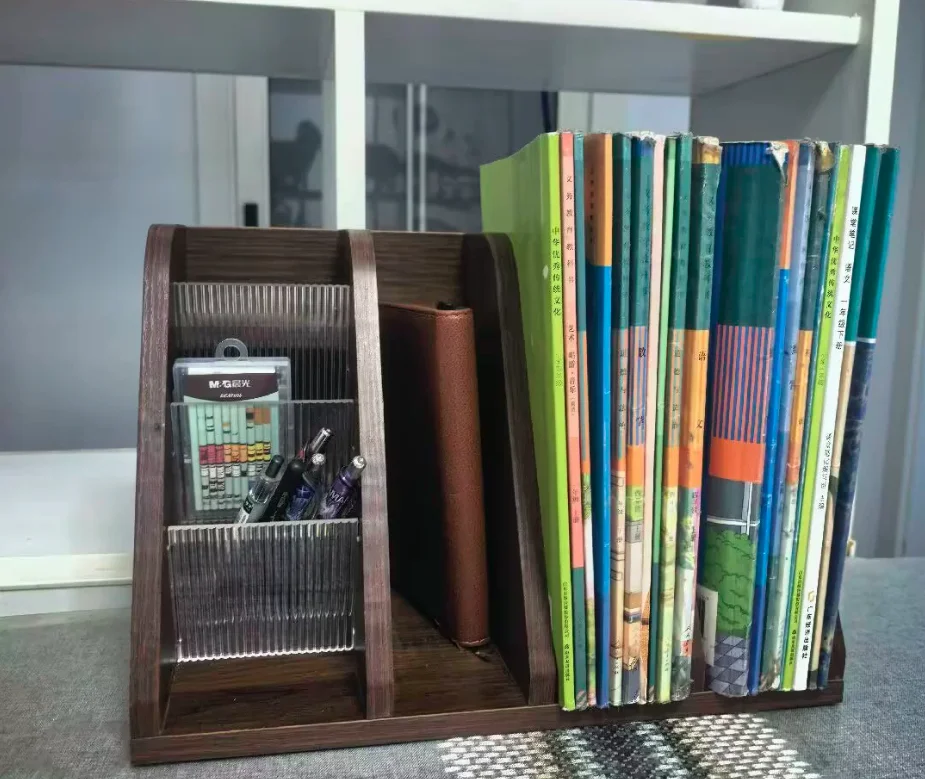 Desktop File Storage Box, Desk Organizer with Pen Holder, Small Book Stand, Office Workstation Storage Rack