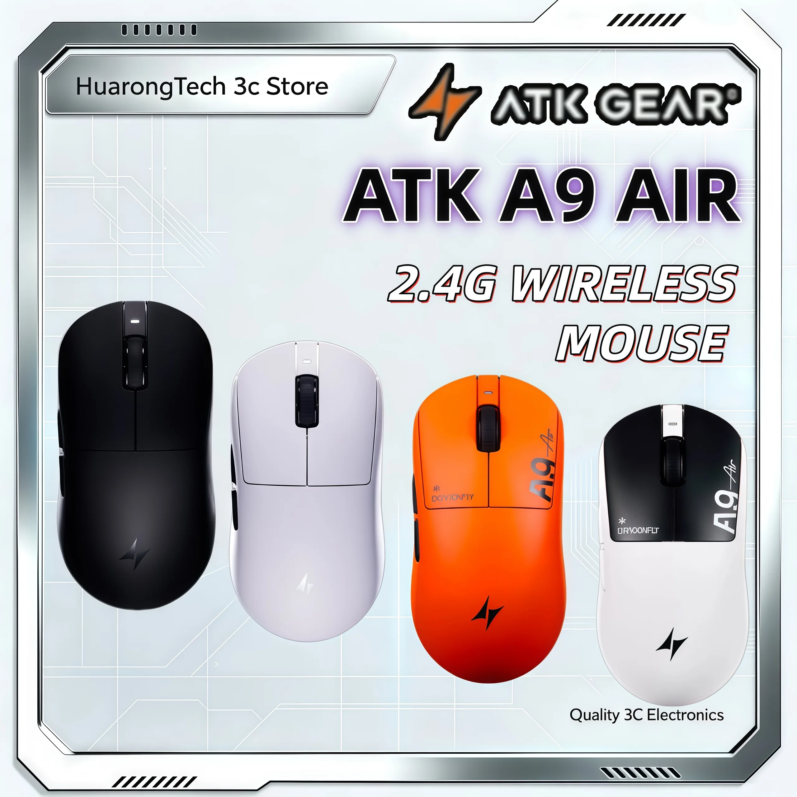 ATK Mouse A9 Air Ultimate Ergonomic Gaming E Sports 2.4G Wireless Mouse USB Interface PAW3950 Sensor PC Laptop FPS Gamer Mouse