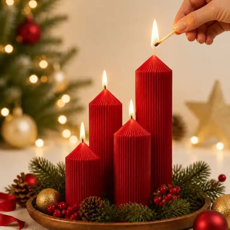 Christmas Cylinder Aromatherapy Candle Set, Wine Red Aromatherapy Candle Home Decoration, Christmas Candle Center Decoration