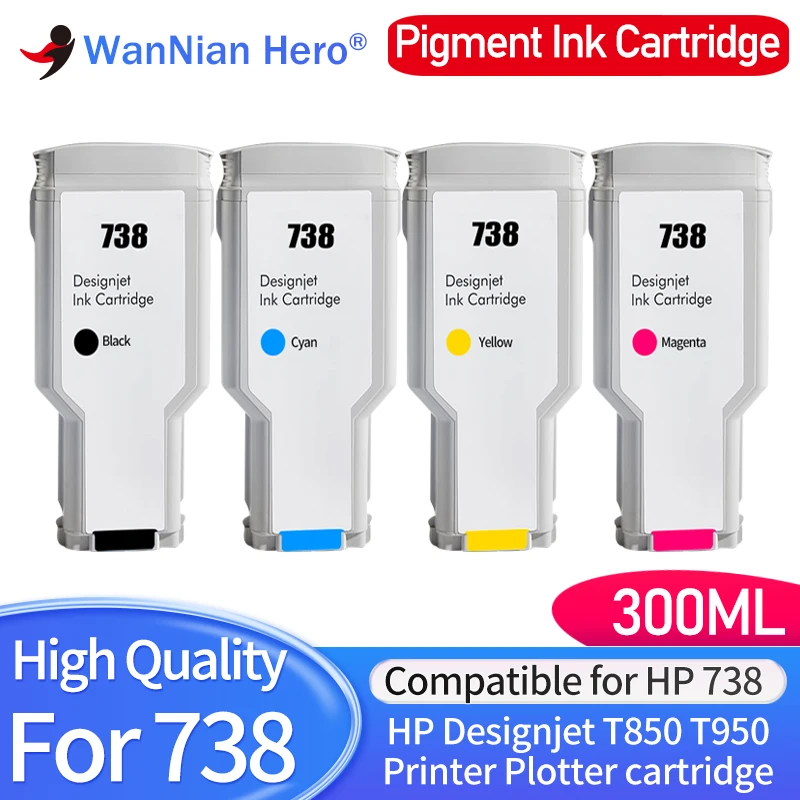 

Compatible Ink Cartridge For HP738 738 Ink HP DesignJet T950 T850 Printer Pigment 676M6A 676M7A 676M8A 498N8A Premium Color