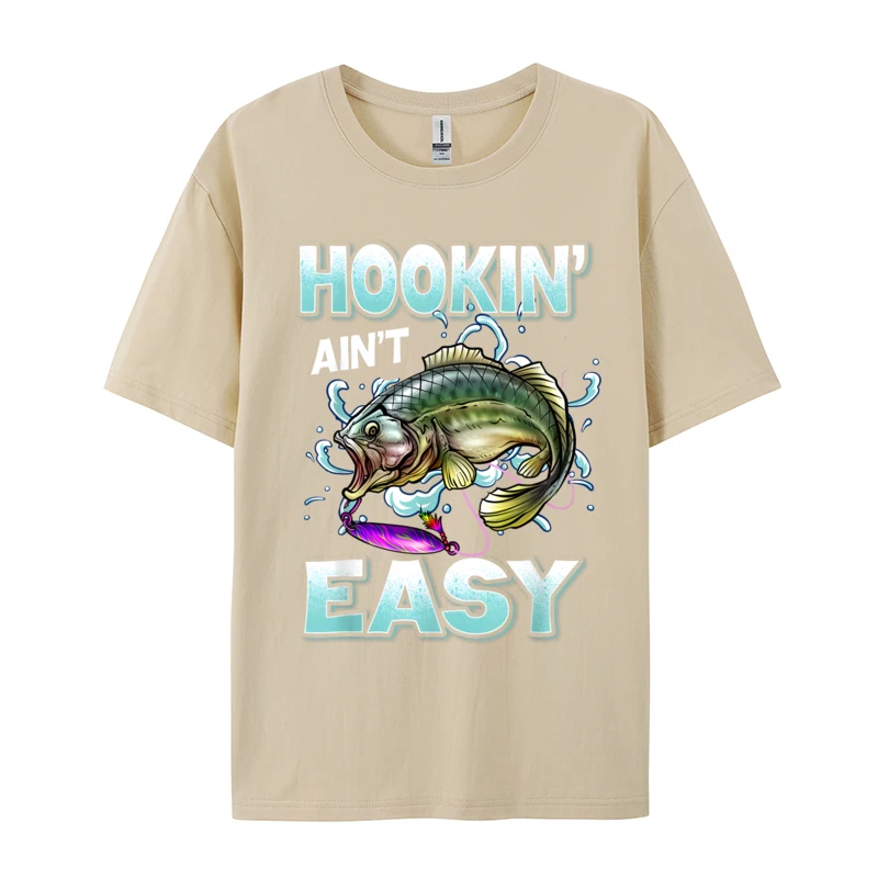 Simple Style Hookin' Ain't Easy Funny Fishing T-Shirt Brand New Summer T Shirts Cotton Men Tees Printed On