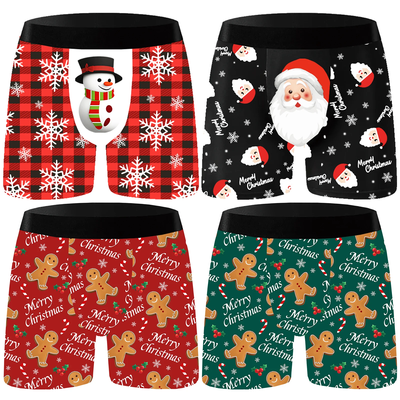 

Men'S Christmas Boxer Shorts Christmas Print Sexy Underwear Men New Year Xmas Panties Santa Lingerie Breathable Underpants