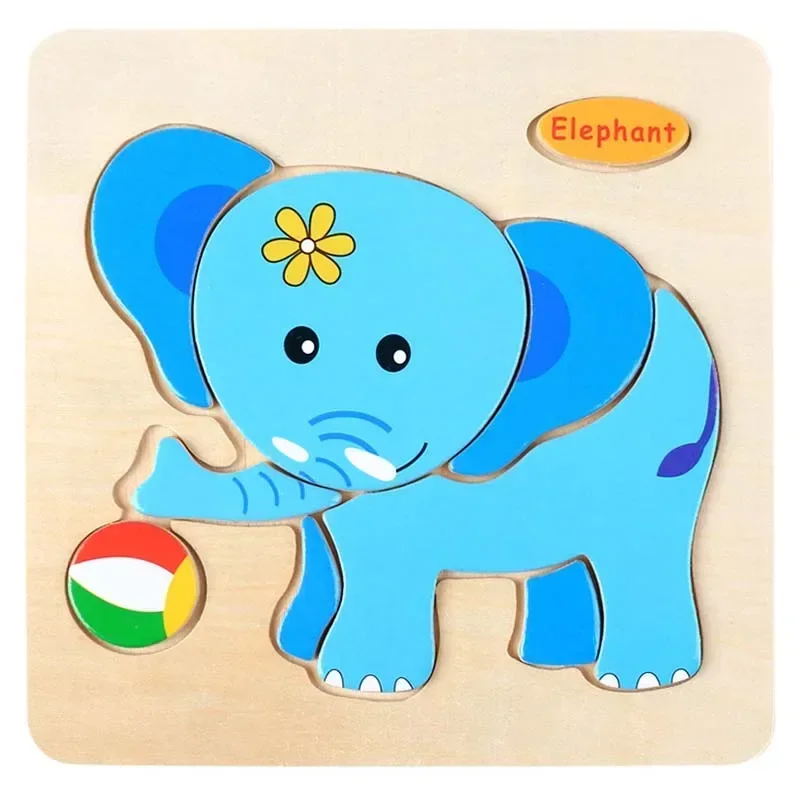 Baby Holz Puzzle Brettspiel Cartoon Tier 3d Puzzle Montessori Pädagogisches Lernen Holz Spielzeug für Kinder