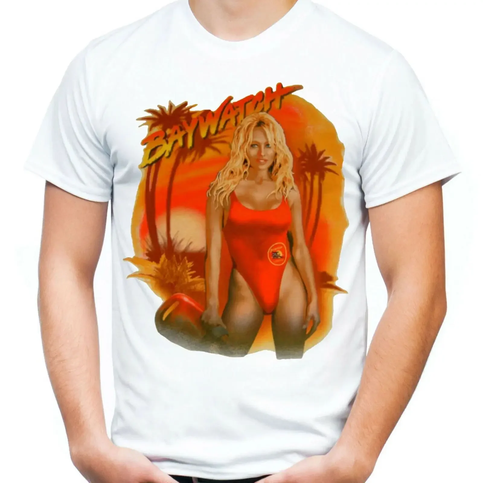 Pamela Baywatch Männer T Shirt David Hesselhoff Miami Beach Mitch Lifeguard vintage Washed Unisex Top For Everyday Wear Casual