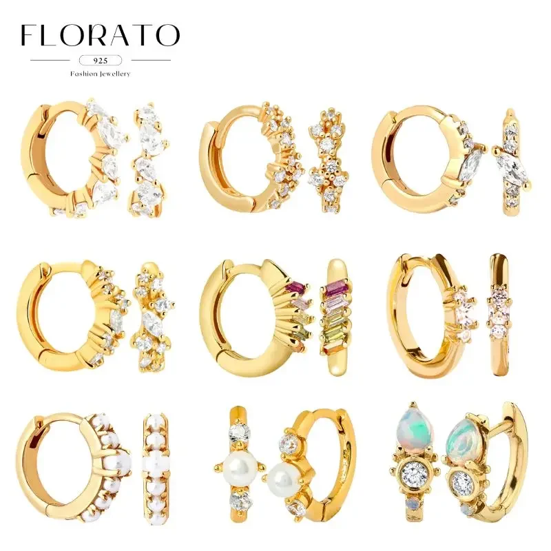 925 Sterling Silver Needle Irregular White Zircon Hoop Earrings Dla kobiet Pearl Ear Buckles Vintage Luksusowa biżuteria kryształowa Prezenty