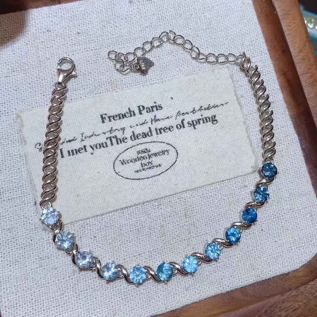 

KJJEAXCMY High End Women's Bracelet Natural Topaz S925 Silver with Electroplating Boasting High Clarity Full Brilliance