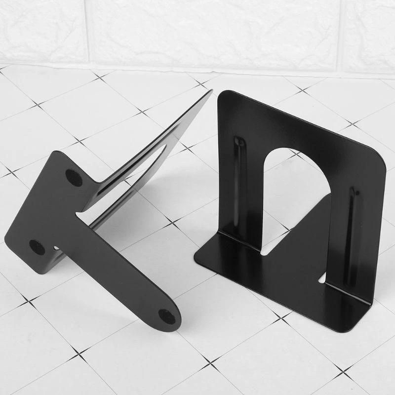 

2Pcs Nonskid Metal Bookend Heavy Duty Magazines Organizer Holder Book Stand Dorm Home Office Desk Decoration for best sale