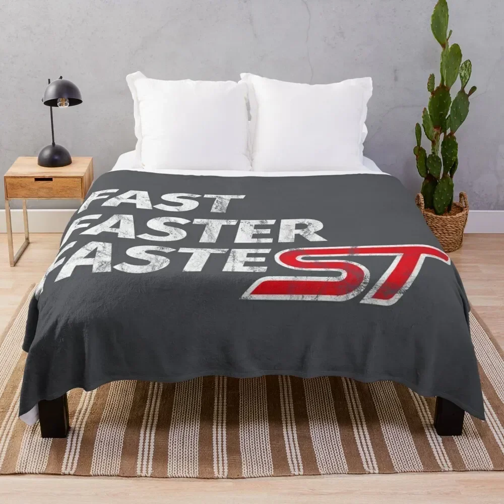 

FAST, FASTER, FASTEST - ST - distressed version #4 Throw Blanket Tourist Beautifuls for winter Plaid Blankets