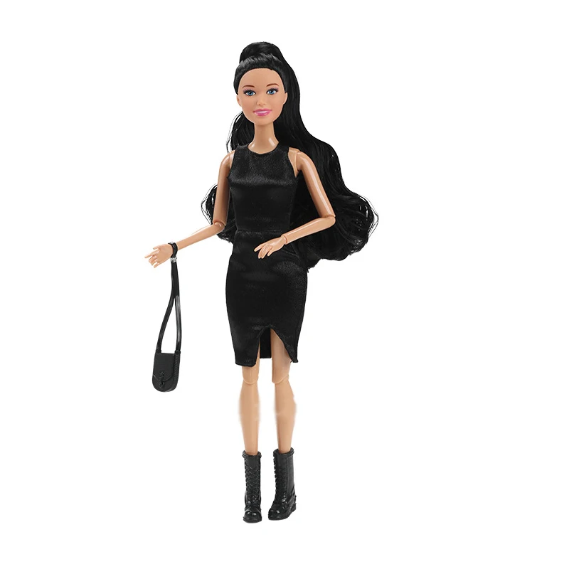 새로운 30cm 인형 블랙 시리즈 드레스 의류 패션 드레스 11.5인치 인형 옷 1/6 BJD 인형 드레스업 가방 액세서리 DIY 장난감