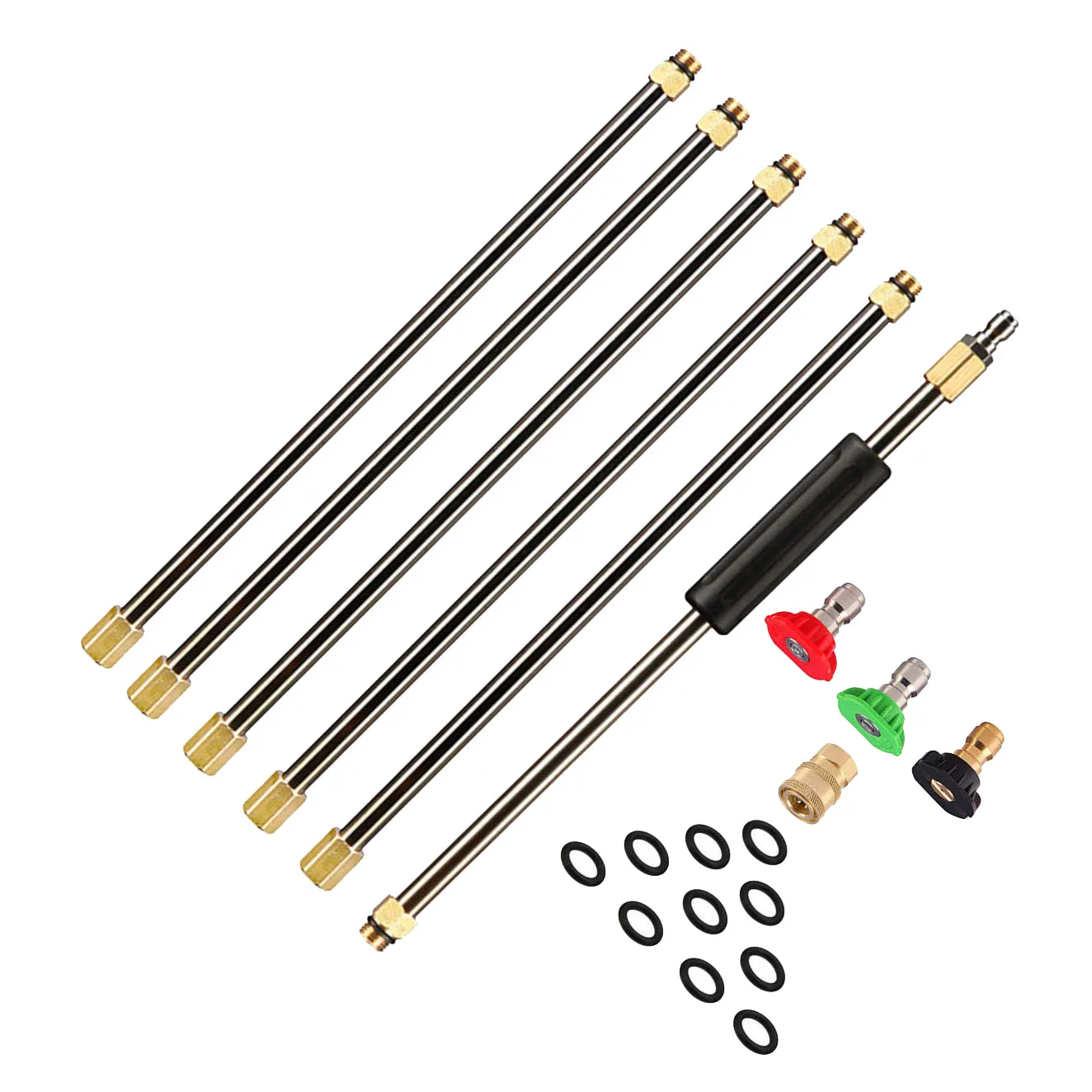 

6 Pcs Stainless Steel Pressure Washer Extension Wand, 7.5-Feet Replacement Lance, 1/4 Inch Quick Connect, 90 Inches In To