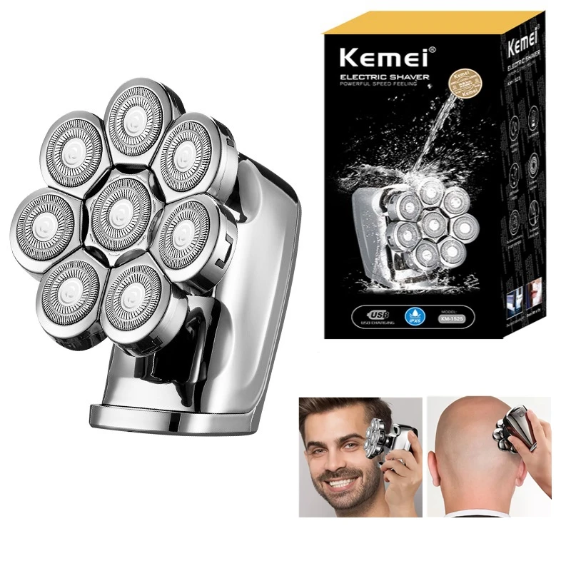 Original Keme 8 Heads Shaver For Men Waterproof Electric Shaver Beard Electric Razor Bald Head Shaving Machine Rechargeable