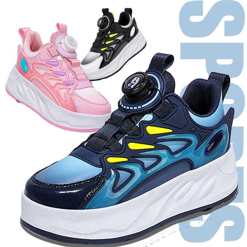 

Student quality sports shoes Rotary buckle running shoes multi-functional 4 wheel roller skates entertainment sports shoes