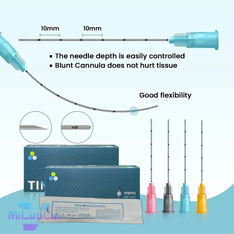 

Medical Sterile Microcannula 25G 50mm 70mm Blunt Tip Meso Cannula Needle Syringe For Injectable Hyaluronic Acid Fillers