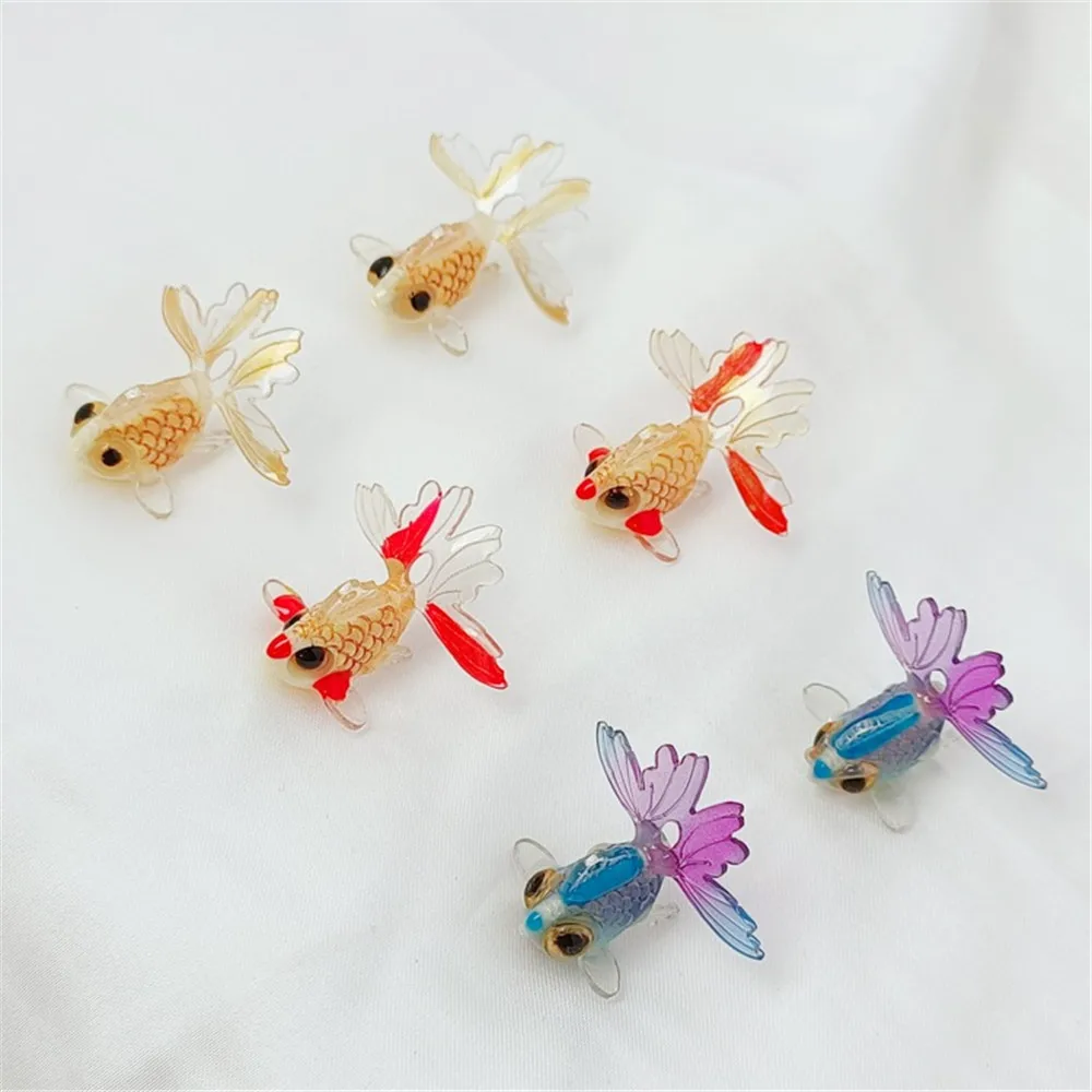 Good Luck Koi Cute Three-dimensional Artistic Simulation Little Goldfish Pendant, DIY Jewelry Earring Accessory Materials