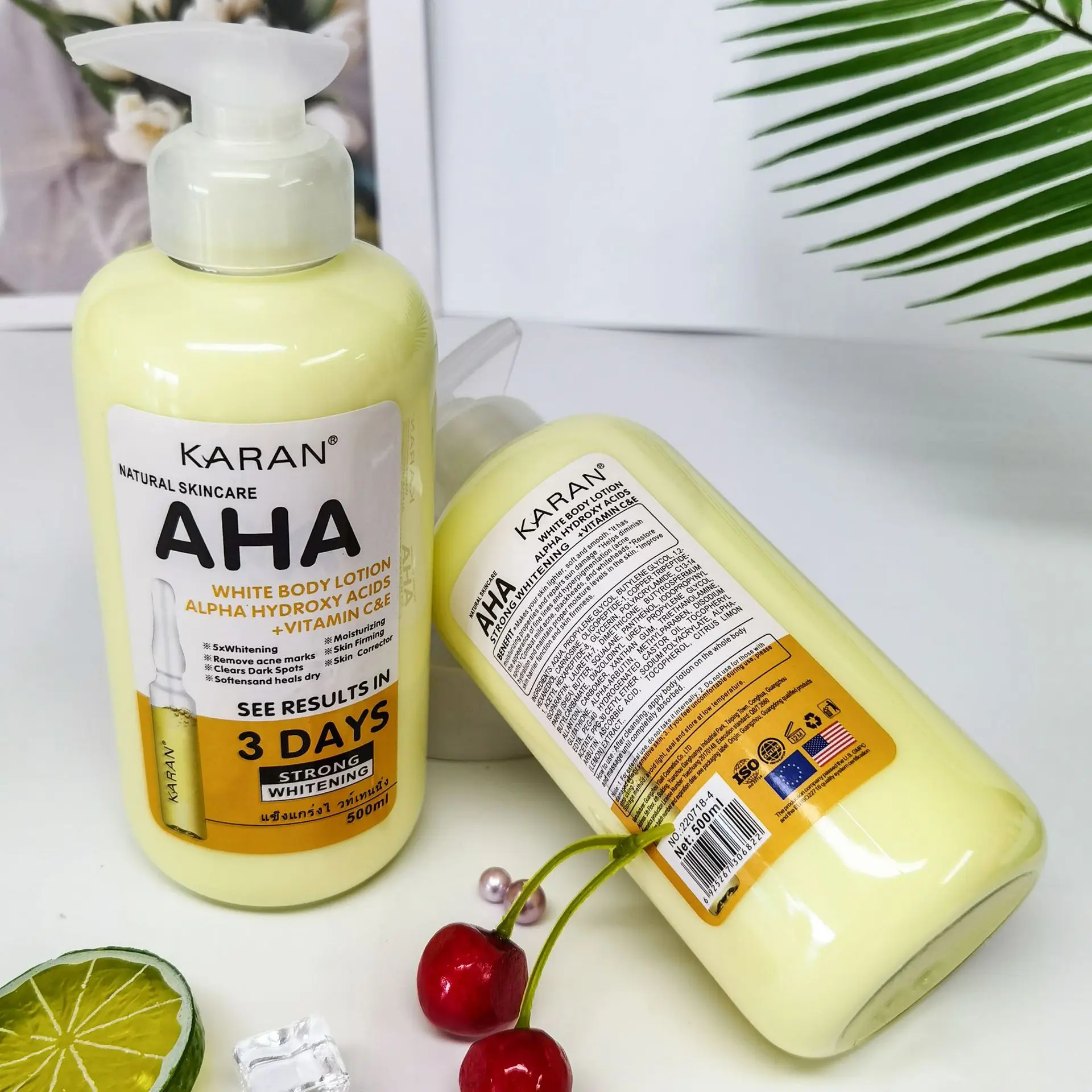 500ml AHA Body Cream Hydroxy Acids Vitamin C Vitamin E Moisturizing Lightening Body Lotion Butter Skin Care