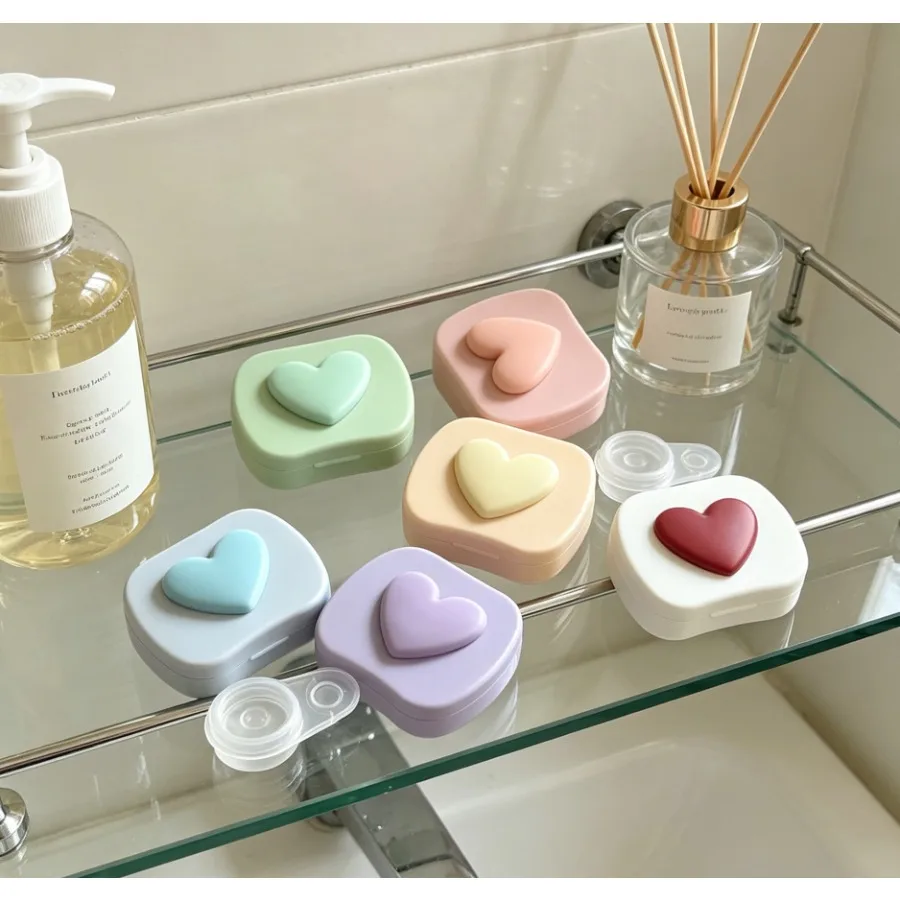 1pc Portable Contact Lens Box Lens Remover Tool Kit with Mirror Solution Bottle Travel Carry Storage Container Contact Lens Case