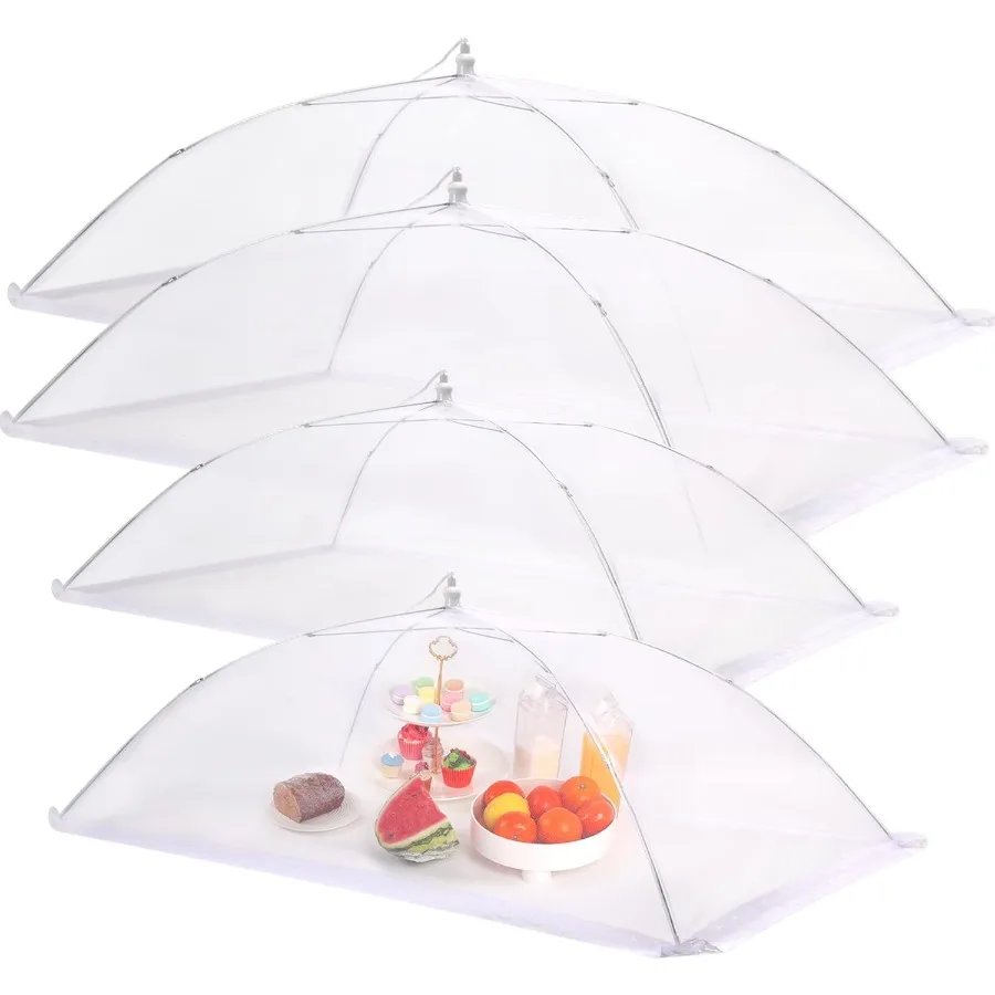 

4-х шт. Очень большой сетчатый зонт для пищевых продуктов для использования на открытом воздухе: многоразовые всплывающие чехлы для пищевых продуктов, идеально подходящие для вечеринок, пикников и