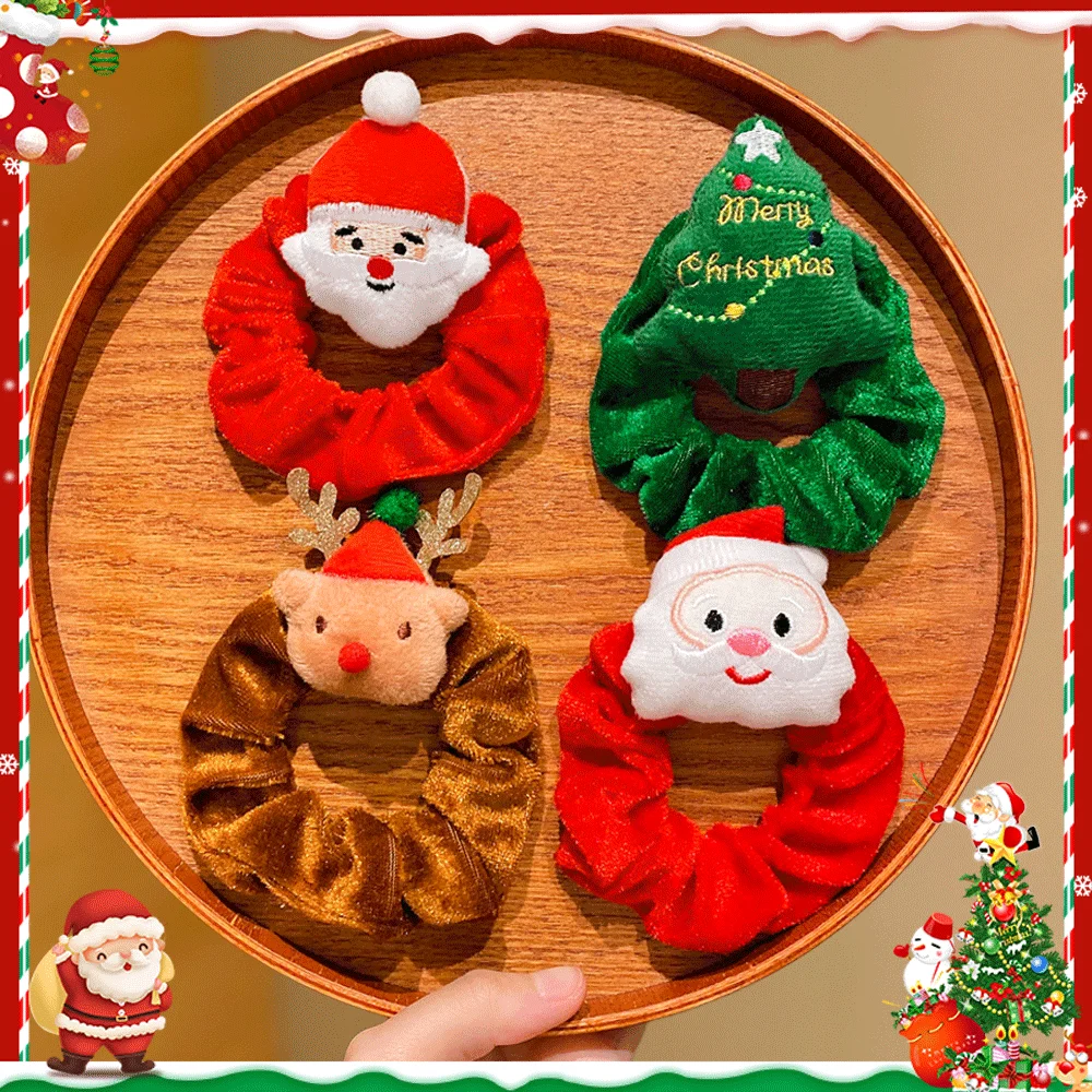 

1-Piece Holiday Christmas Hair Tie - Christmas Tree, Reindeer and Santa Claus Design, with a Merry Christmas Pattern to Add a Festive Atmosphere, Soft Fabric Elastic Headband, Suitable for Holiday Decorations, Christmas Decorations, Gift Giving and Other 