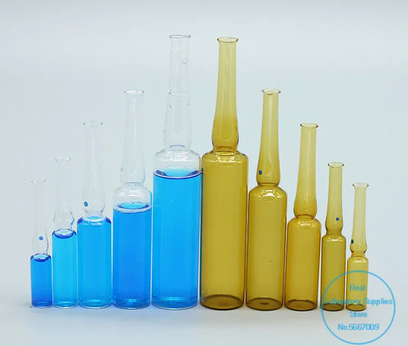 1/2/5/10/20ml Lab Clear/Brown Glass Curved Neck Flexible Ampoule Bottle Used To Preserve The Species of Microorganisms