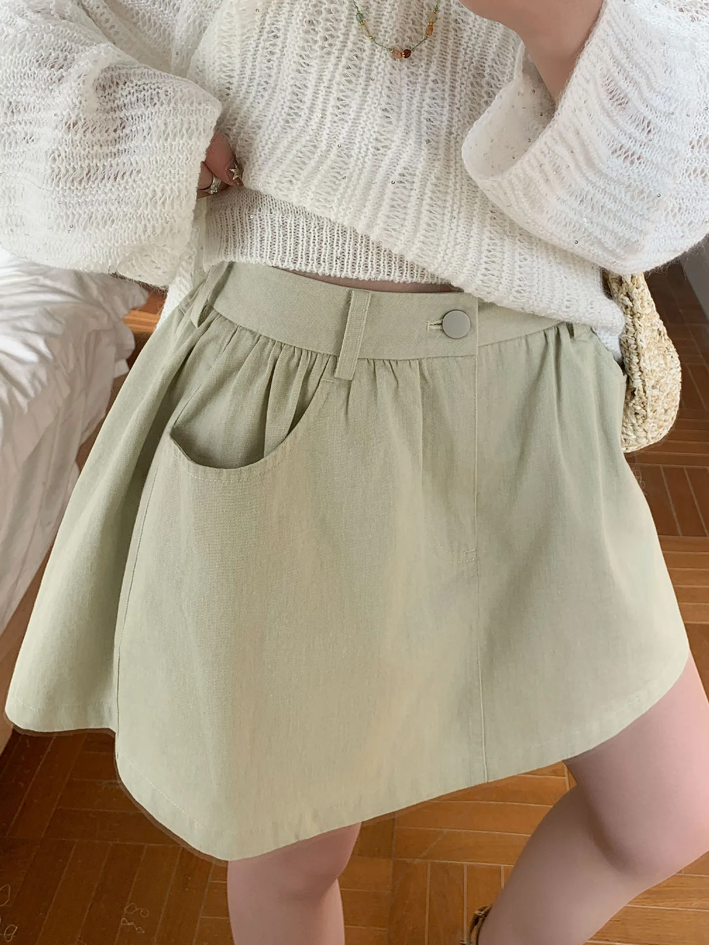 

Юбка-трапеция TWINS с высокой талией, из чистого хлопка, не просвечивающая, женская, короткая, со складками, удобная, дышащая, для весеннего сезона