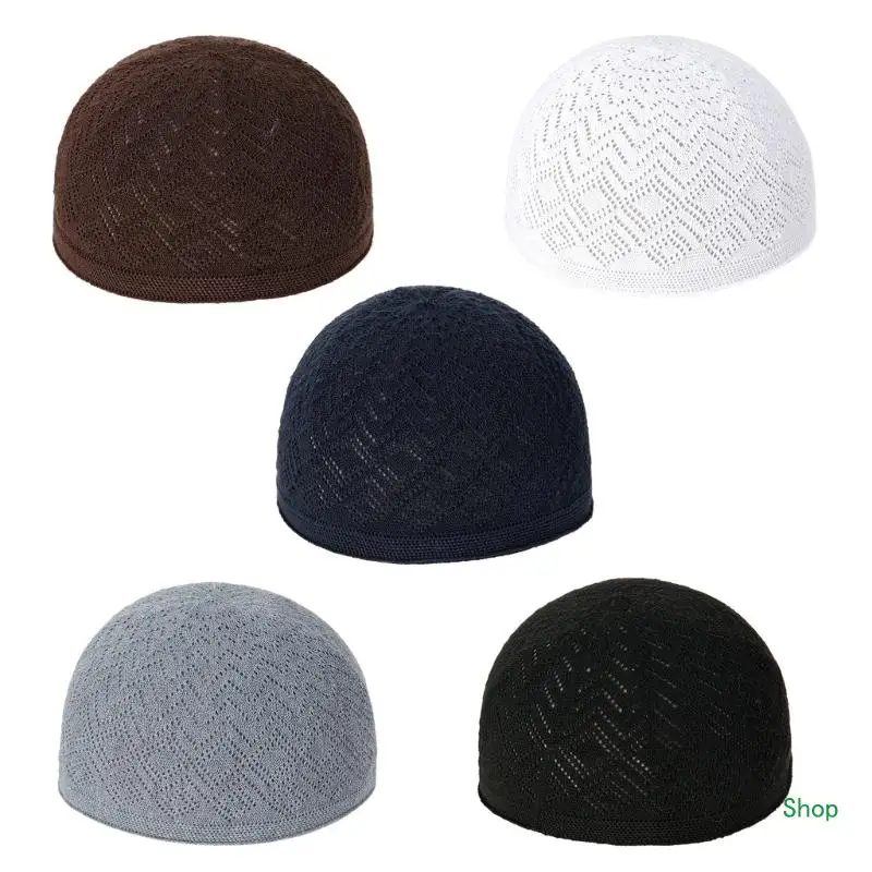 

Dropship 5pcs Islamic Prayer Hat for Men Crochet EID Ramadan Hijabs Arabian Round Hat Breathable Turban Skull Caps