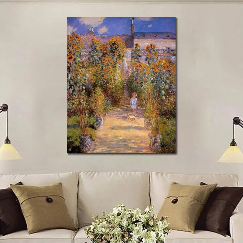 Hand Painted Landscape Canvas Art Artist Garden High Quaity Claude Monet Painting Impressionist Artwork Living Room Decor Gift