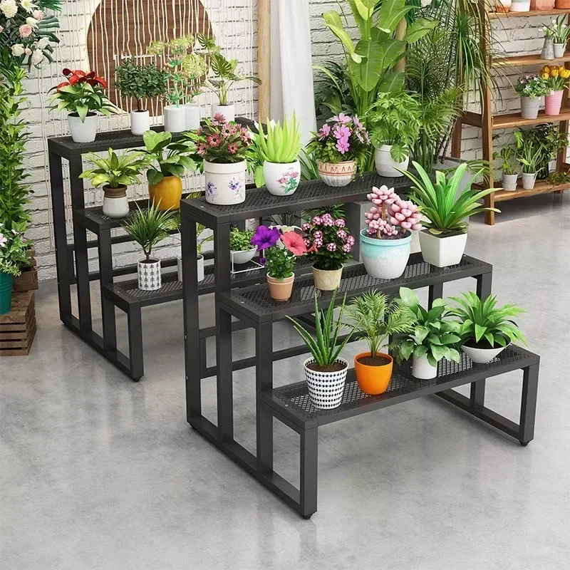 Commercial Black Flower Stand Metal Indoor Window Large Flower Stand Luxry Shelf Holder Mensole Per Piante Balcony Furniture