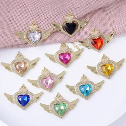 Newe 30*43mm 5Pcs Crystal Peach Heart Rhinestone diy Jewelry Accessories For Jewelry Making DIY Needlework Handmade Bows