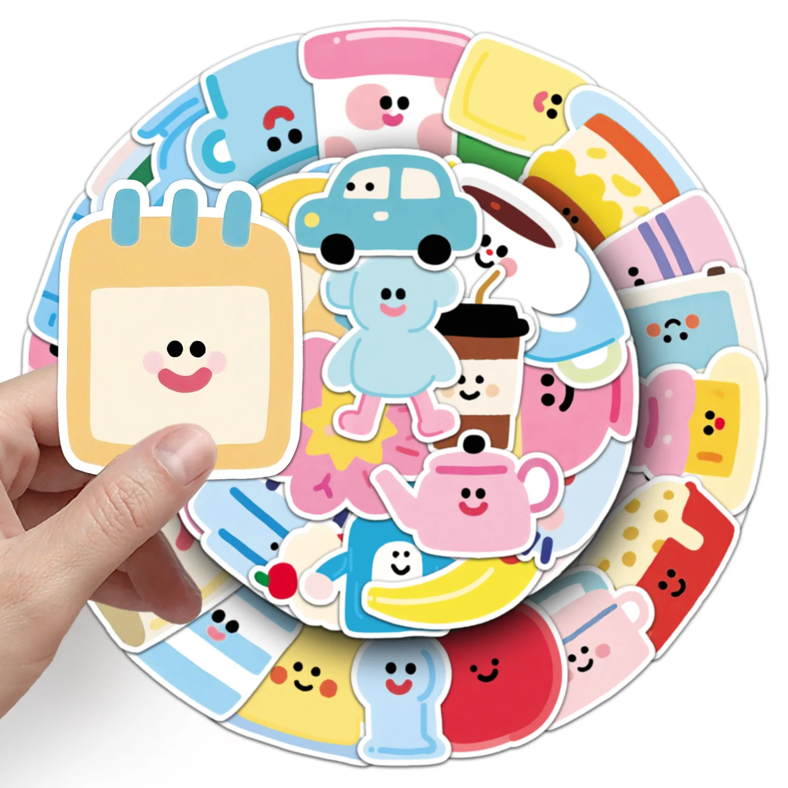 50PCS Children Funny Stickers Waterproof Cartoon Color Simple Painting Graffiti  Decoration DIY Toys Luggage Phone Bike Guitar