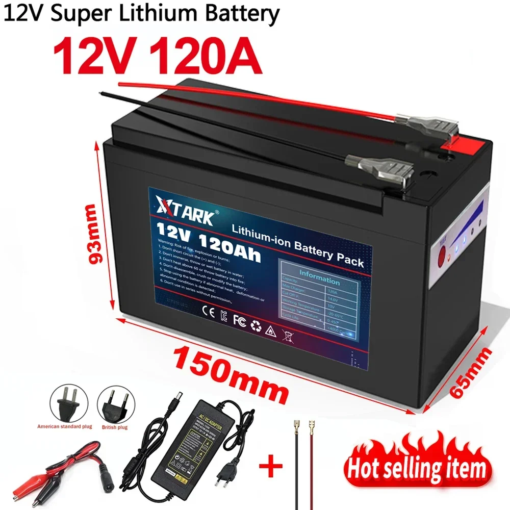 

Upgraded backup power supplies Battery 12V 120Ah Portable Rechargeable Battery Built-in Power display Port Charging