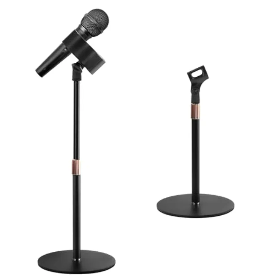 

Desktop Microphone Stand for Podcast Recording, 9-16.5 Height Adjustable Mic Stand for Desk with 1.3 lb Weighted Base, Heavy-Du