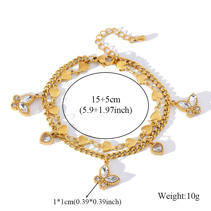 EILIECK 316L Edelstahl Glänzendes Schmetterlings-Zirkon-Armband Modische Handgelenkskette Wasserdichter Schmuck für Frauen und Mädchen Bijoux – Detail 8
