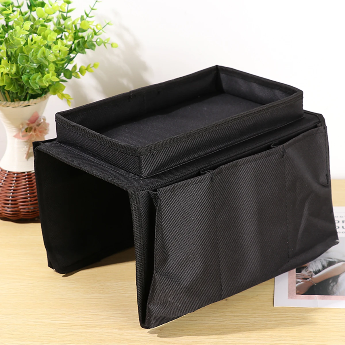 Oxford Cloth Bedside Storage Bag Organizer Bed Desk Bag Sofa TV Remote Control Hanging Bag Storage Organizer Bed Holder Pockets