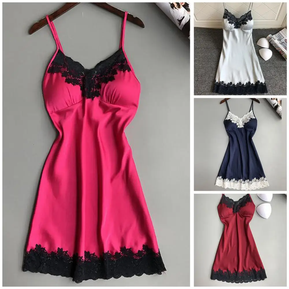 

Lady Nighty Gown Chic Patchwork Women Nightie Backless Women Nightdress