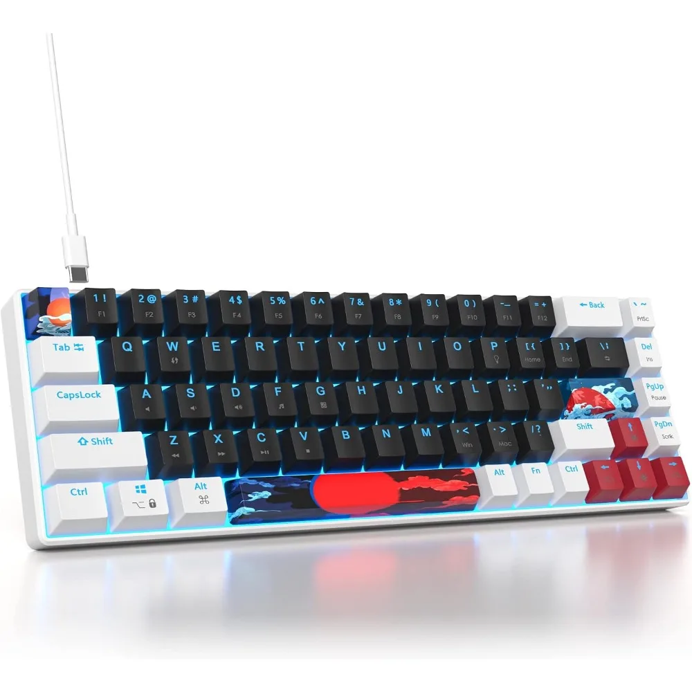 68-Key Mechanical Gaming Keyboard with LED Backlit and Red Switches