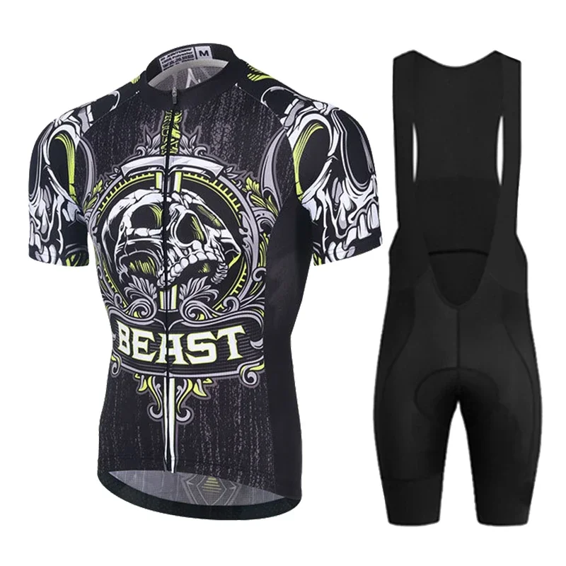 

2023 Men Cycling Jersey Set Skull Style Short Sleeve Bike Uniform Sports Bicycle Clothing MTB Clothes Wear Maillot Ropa Ciclismo