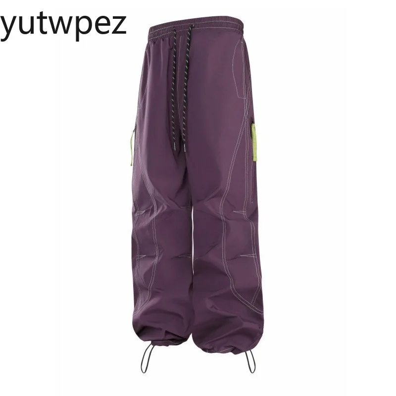 Outdoor Soft Shell Charging Pants Men's Women's Three-proof Quick-drying Sports Running Paratrooper Pants Loose Hiking Overalls