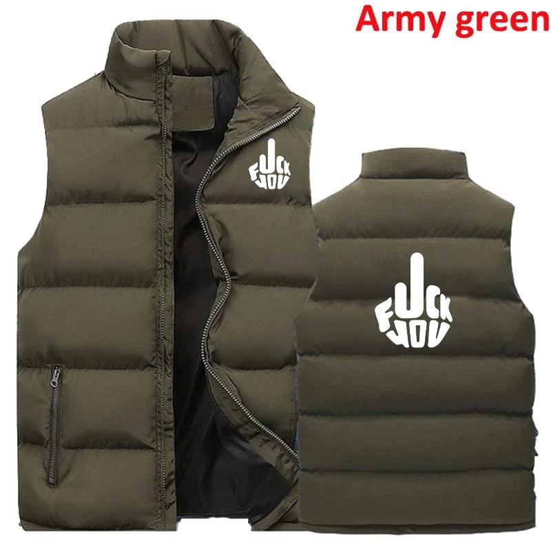Autumn Winter Men's Fashion Coats & Jackets Thicken Stand Collar Slim Fit Cotton Vest Down Jacket Sleeveless M-5XL
