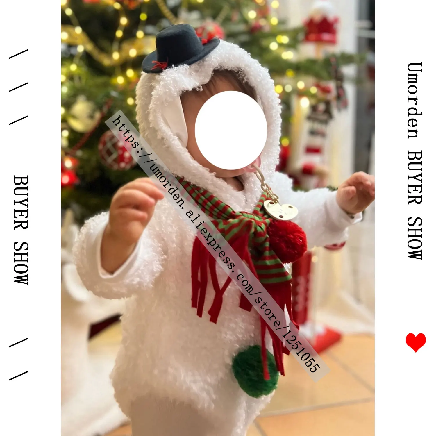 Umorden Unisex Baby Snowman Costume Romper Bodysuit Christmas Party Outfit Long Short 6M 12M 18M